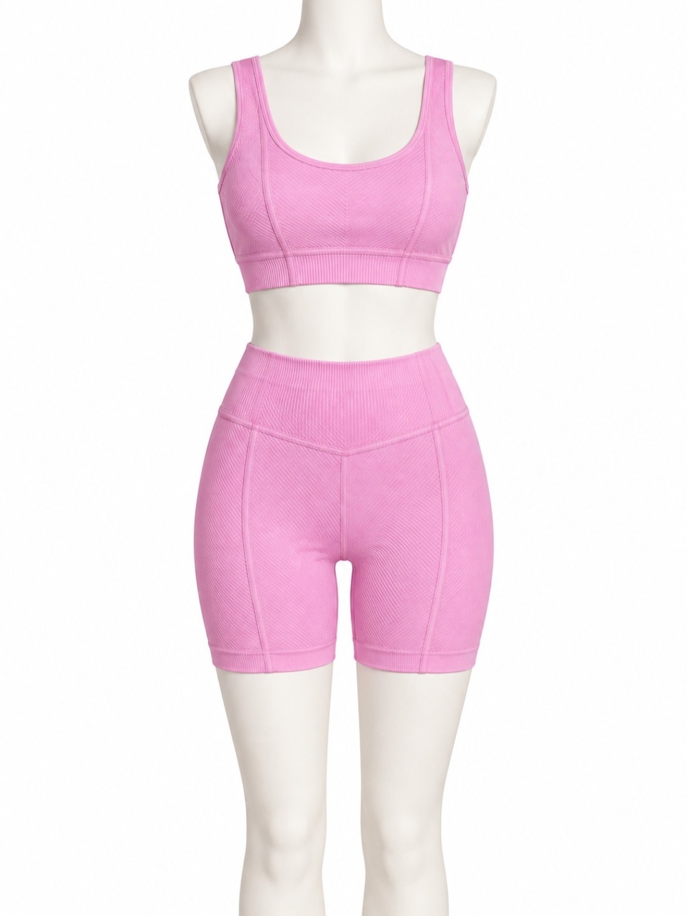 Fashion Nova Ribbed High-Waist Bike Shorts Set in Pink